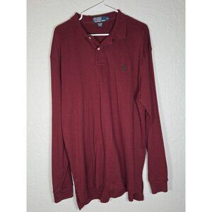 Polo Ralph Lauren Shirt Mens XL Classic Burgundy Fit Long Sleeve Green Pony